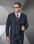 Statement Mens Modern Fit 3 Piece 100% Super 200s Wool Suit – Wide Peak Lapel, Double Breasted Vest