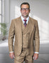 Statement Mens Modern Fit 3 Piece 100% Super 200s Wool Suit – Wide Peak Lapel, Double Breasted Vest