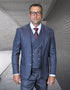 Statement Mens Modern Fit 3 Piece 100% Super 200s Wool Suit – Wide Peak Lapel, Double Breasted Vest