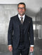Statement Mens Modern Fit 3 Piece 100% Wool Checker Suit – Unique Pattern, Peak Lapel, Double Breasted Vest
