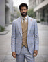 Statement Mens Modern Fit 3 Piece 100% Wool Sharp Windowpane Suit – Double Breasted Vest