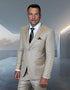 Statement Mens Modern Fit 3 Piece 100% Wool Suit – Subtle Texture, Notch Lapel Jacket