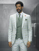Statement Men's Wool Windowpane Suit Peak Lapel Tailored Fit Mint Diego