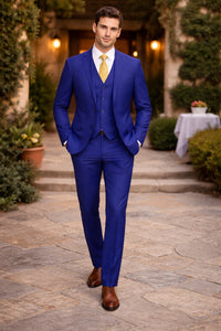 Mens Mantoni French Blue Suit – Stylish Blue Suit for Wedding, Business and Formal Wear