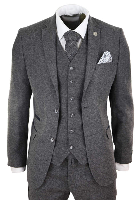 Classic Grey Wool Suit for Men – Sharp Tailored Formal Ensemble