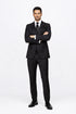 Suits With Baggy Pleated Pants - Wide Leg Pants 100% Wool - Classic Fit in Black Color by Rossiman