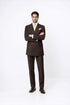 Suits With Baggy Pleated Pants - Wide Leg Pants 100% Wool - Classic Fit in Brown Color by Rossiman