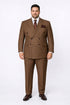 Suits With Baggy Pleated Pants - Wide Leg Pants 100% Wool - Classic Fit in Brown Plaid Color by Rossiman