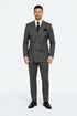 Suits With Baggy Pleated Pants - Wide Leg Pants 100% Wool - Classic Fit in Color Charcoal with Blue Plaid by Rossiman