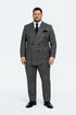 Suits With Baggy Pleated Pants - Wide Leg Pants 100% Wool - Classic Fit in Color Charcoal with Blue Plaid by Rossiman
