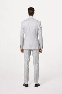 Suits With Baggy Pleated Pants - Wide Leg Pants 100% Wool - Classic Fit in Grey One Button 3 Piece Suit by Rossiman