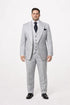 Suits With Baggy Pleated Pants - Wide Leg Pants 100% Wool - Classic Fit in Grey One Button 3 Piece Suit by Rossiman
