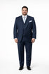 Suits With Baggy Pleated Pants - Wide Leg Pants 100% Wool - Classic Fit in Navy Single Breast Lapel by Rossiman