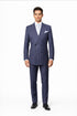 Suits With Baggy Pleated Pants - Wide Leg Pants 100% Wool - Classic Fit in Navy with White Pinstripe Color by Rossiman