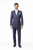 Suits With Baggy Pleated Pants - Wide Leg Pants 100% Wool - Classic Fit in Navy with White Pinstripe Color by Rossiman