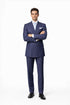 Suits With Baggy Pleated Pants - Wide Leg Pants 100% Wool - Classic Fit in Navy with White Pinstripe Color by Rossiman