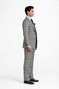 Suits With Baggy Pleated Pants - Wide Leg Pants 100% Wool - Classic Fit in One Button 3 Piece Suit by Rossiman