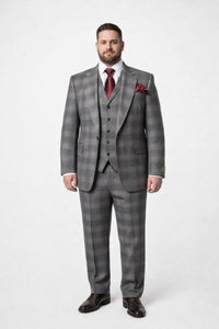 Suits With Baggy Pleated Pants - Wide Leg Pants 100% Wool - Classic Fit Single Breast Lapel Vest by Rossiman