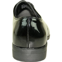 Bravo Mens Classic Plain Square Toe Shiny Patent Tuxedo Dress Shoe in Black
