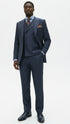 Mens Suit With Pleated Pants - Semi Wide Leg 100% Wool Super 150's Big Peak Lapel Classic Fit Athletic Cut With Double breasted Vest in Dusty Blue