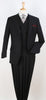 Mens Suit With Pleated Pants - Semi Wide Leg 100% Wool Super 150's Big Peak Lapel Classic Fit Athletic Cut With Double breasted Vest in Black