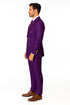 Mens Designer Modern Fit Double Breasted Wool Suit with Gold Buttons in Purple
