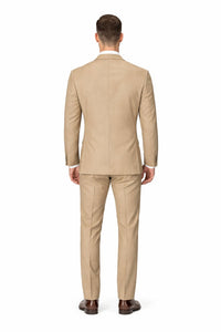Mens Tiglio Tan Slim Fit Wool Suit – Modern Two-Piece Tailored Suit