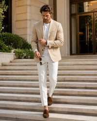 Mens Tan Sport Coat - Beige Color Blazer - Summer Jackets
