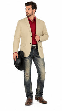 Men's Suede Cowboy Blazer Ultra Slim Fit LAM-511 in Color Pearl