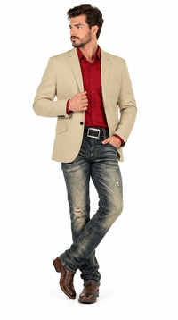 Men's Suede Cowboy Blazer Ultra Slim Fit LAM-511 in Color Pearl