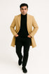 Great Gatsby Package -  Mens Camel Overcoat with Beige Tweed 3-Piece Suit Combo 4 Items Formal Winter Outfit