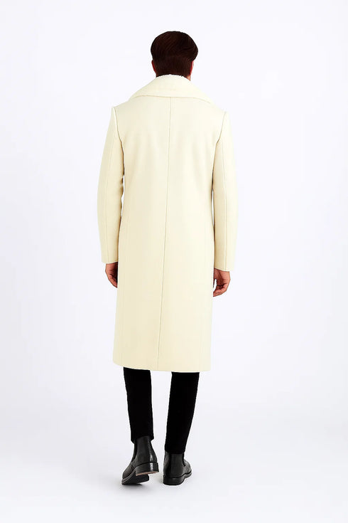 Mens Ivory full length wool overcoat -Full length Mens Topcoat - Full length coat Jacket