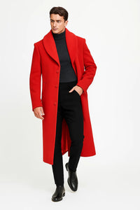 Mens Red Wool Overcoat - Mens Topcoat - Coat