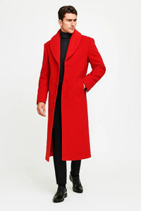 Mens Red Wool Overcoat - Mens Topcoat - Coat