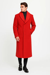 Mens Red Wool Overcoat - Mens Topcoat - Coat