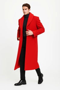 Mens Red Wool Overcoat - Mens Topcoat - Coat