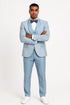 2024 Prom Special Blue Tuxedo Suit w/ Double-Breasted Vest by Tazzio