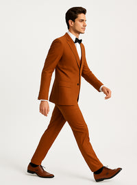 Terracotta Orange Skinny Fit Suit for Men – Tazzio Modern Pinstripe Design