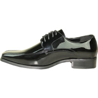 Bravo Mens Classic Bicycle Square Pointy Toe Patent Tuxedo Shoe in Black