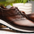 Zelli Testo Burnished Italian Calfskin Dress Sneakers in Brown