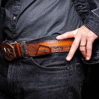Marco Di Milano Texas Belt - Aged Maple Leather Dress Shoe