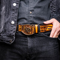 Marco Di Milano Texas Belt - Mustard Brown Leather Loafers