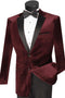 Mens Modern Notch Velvet Tuxedo in Burgundy