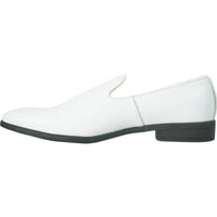 Bravo Mens Classic Plain Toe Slip on Loafer Dress Shoe in White