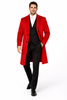 Three Buttons Red Wool Fabric Overcoat / Long men's Dress Topcoat - Winter coat