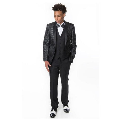 Alberto Nardoni Five Button Notch Lapel Black Vest Suit