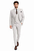 Men's Ash Statement Ticket Pocket Peak Lapel Wool Double Breasted Vest Suit with Gold Buttons – Modern Fit
