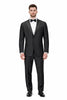 Mens Tiglio Modern Fit Black Wool Tuxedo – Classic Satin Lapel Formal Suit