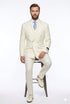 Tiglio Italian Suit - Real Wool Fabric Super 150's EST Off-White, Wide Leg Suit & Vest in Color Off-White