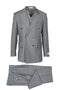 Tiglio Rosso Brand - Classic Suit Fit Pleated Pants Athletic Cut Real Wool Fabric Suit Peak Lapel in Color Grey Semi Wide leg Slack